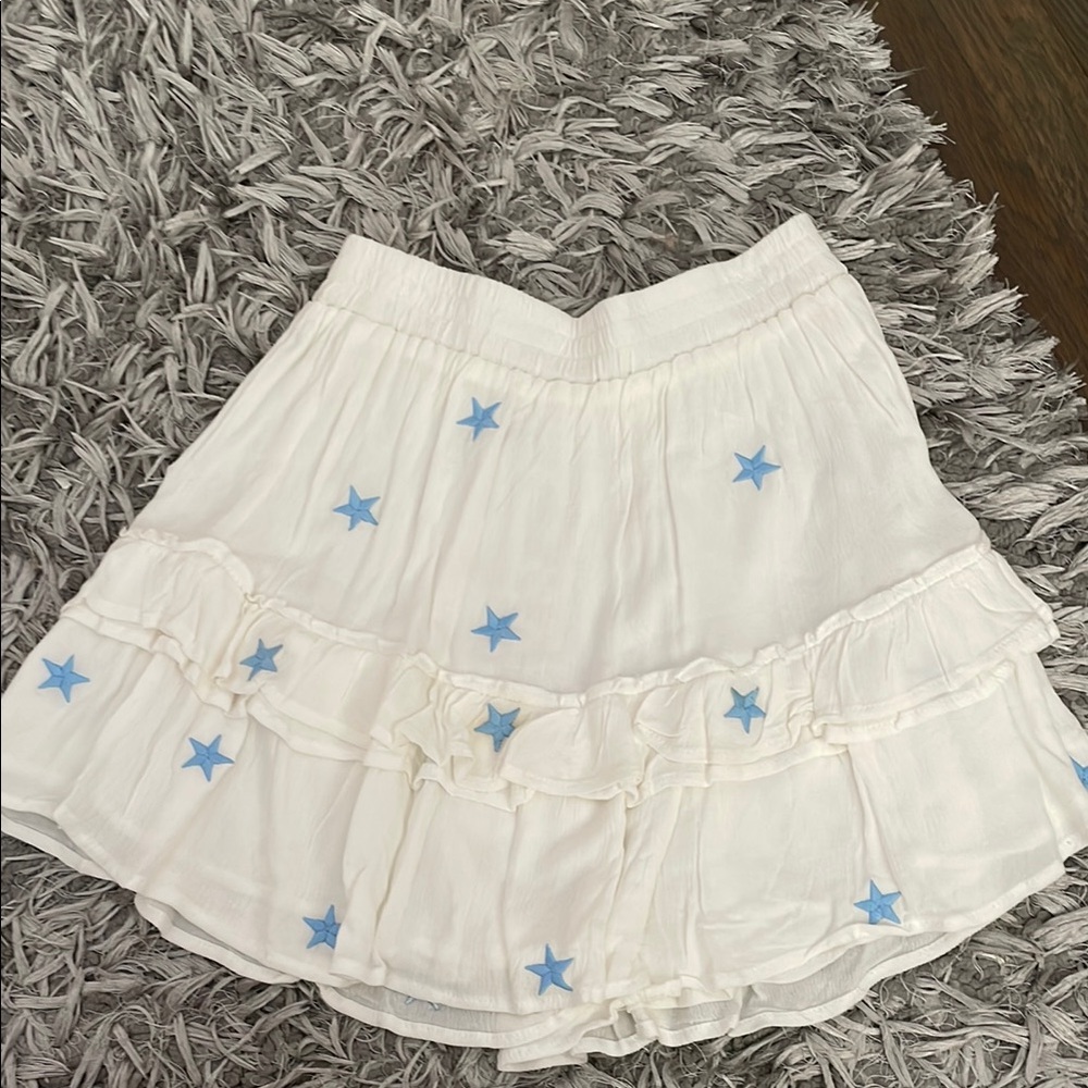 White Skirt + Built in Shorts with Blue Star Accents